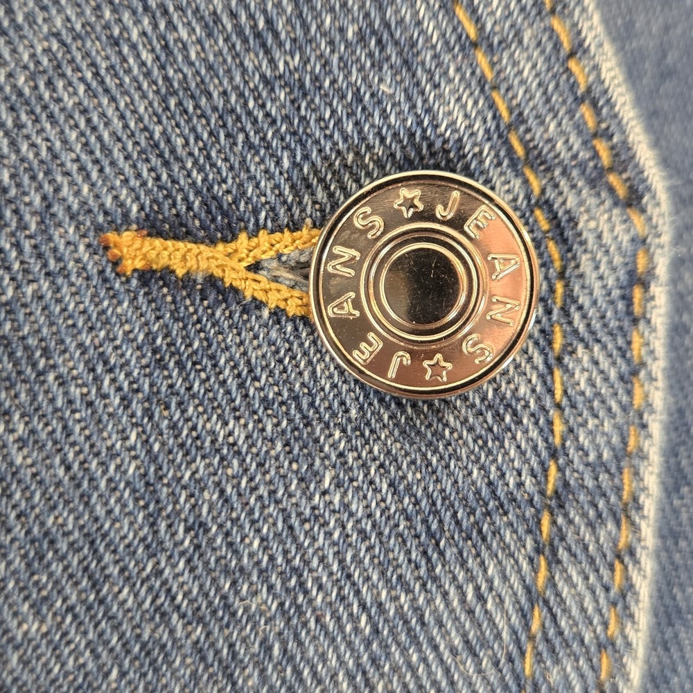 Jeans Denim Vest Womens Large Blue Button Front Utility Pocket Western 90s Y2K - Picture 3 of 11